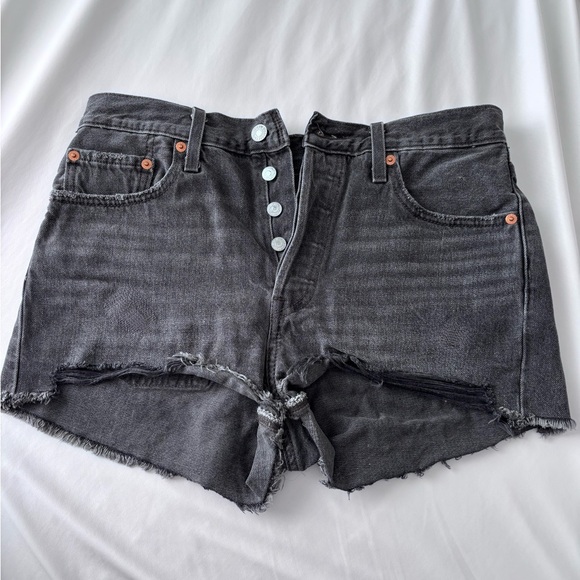 Levi's Pants - Levi's Black Frayed High-Rise Denim Shorts